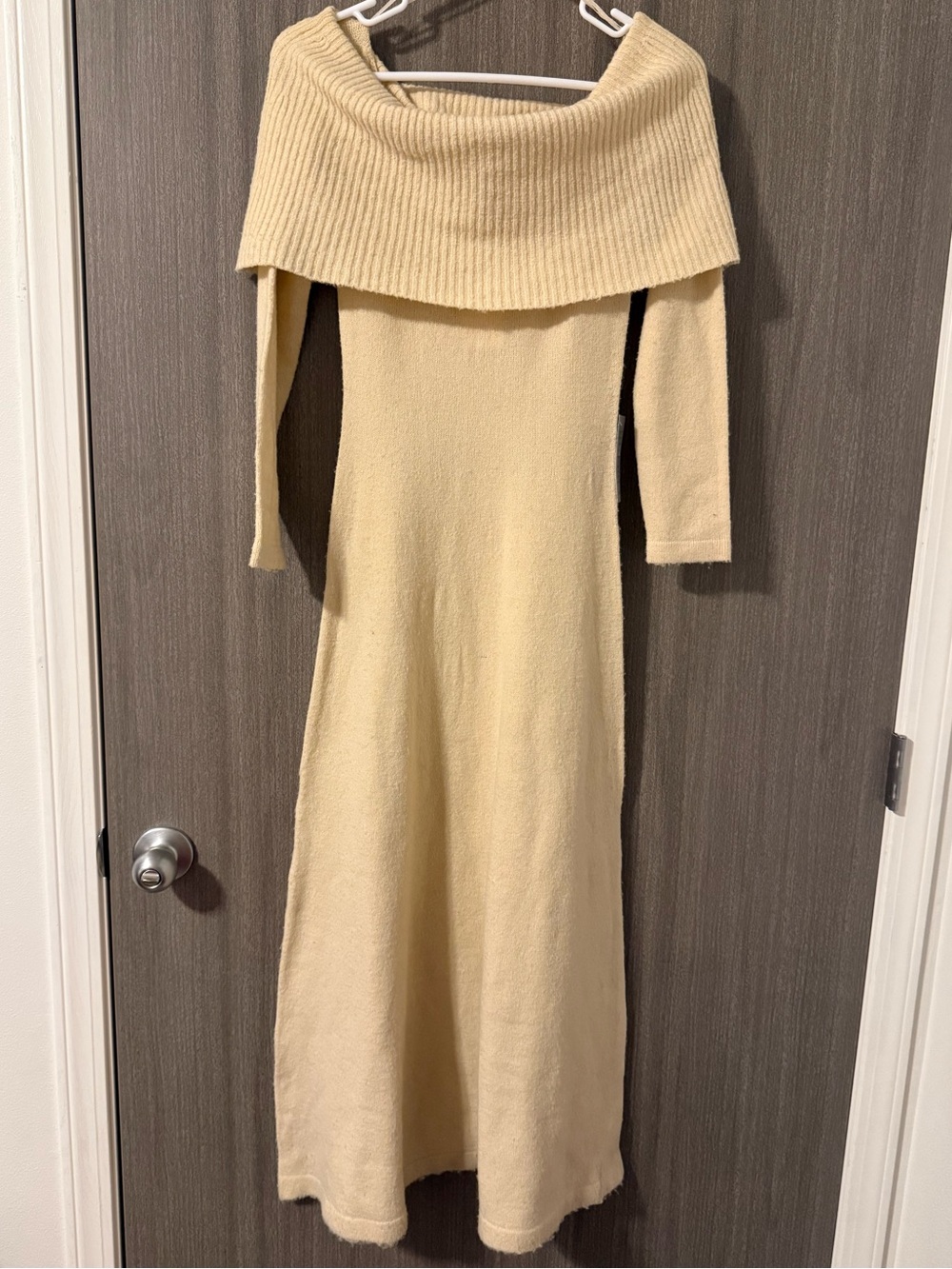 Nordstrom Cream Off-Shoulder Maxi Sweater Dress